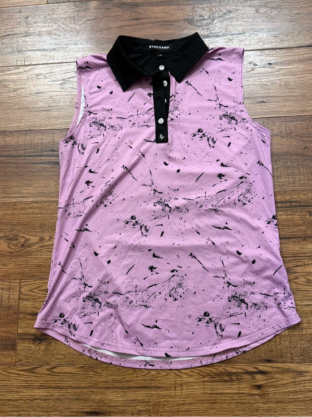 Women's Sleeveless Golf Polo Top - Pink with Black Collar